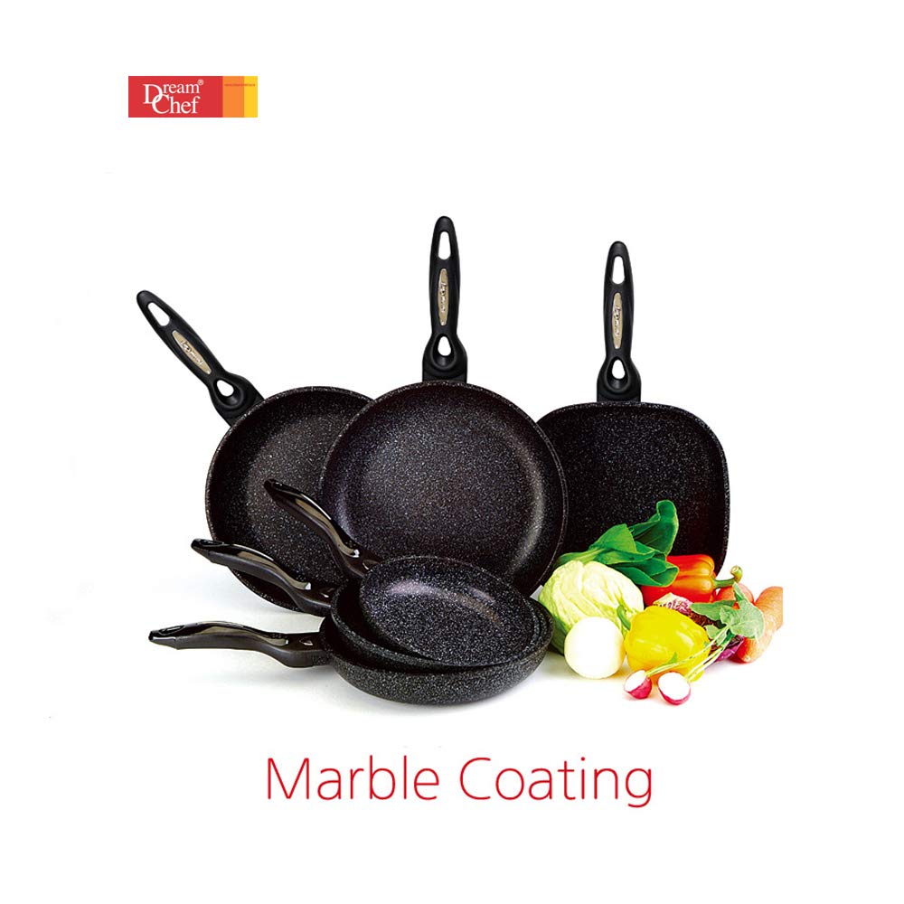 Premium Marble Coated Cast Aluminum Non-Stick Frying Pan Wok - 10 Inch (26cm) - Ideal for Stir-Fry, Sauteing & Asian Cooking