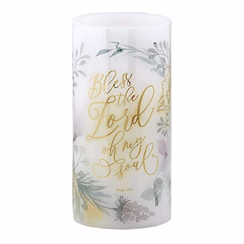 Faithworks Inspirational LED Pillar Candle with Timer - 3x6 Inch Religious Decorative Candle for Home Prayer, Church Altar & Spiritual Meditation - Bless The Lord