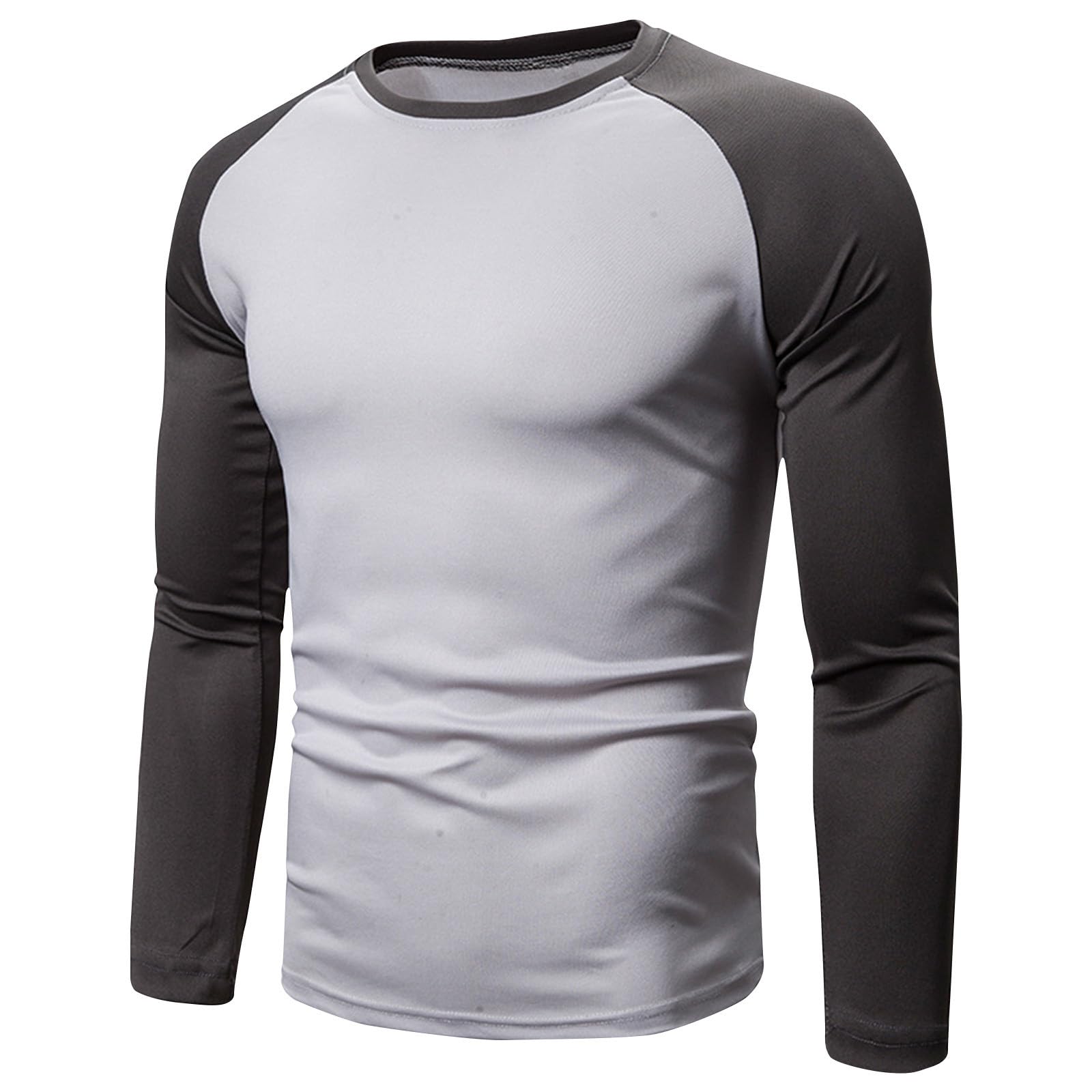 Men's Color Block Long Sleeve T-Shirt - Lightweight Breathable Athletic Tee for Running, Gym & Casual Wear | Basic Sports Top for Men