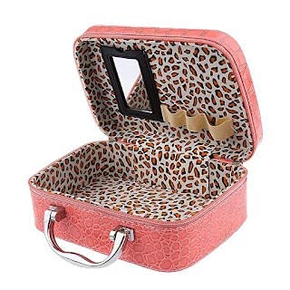 GNOLY Stylish Makeup Bag for Women - Waterproof Travel Cosmetic Organizer with Magnifying Mirror | Perfect for Travel, Gym & Daily Use