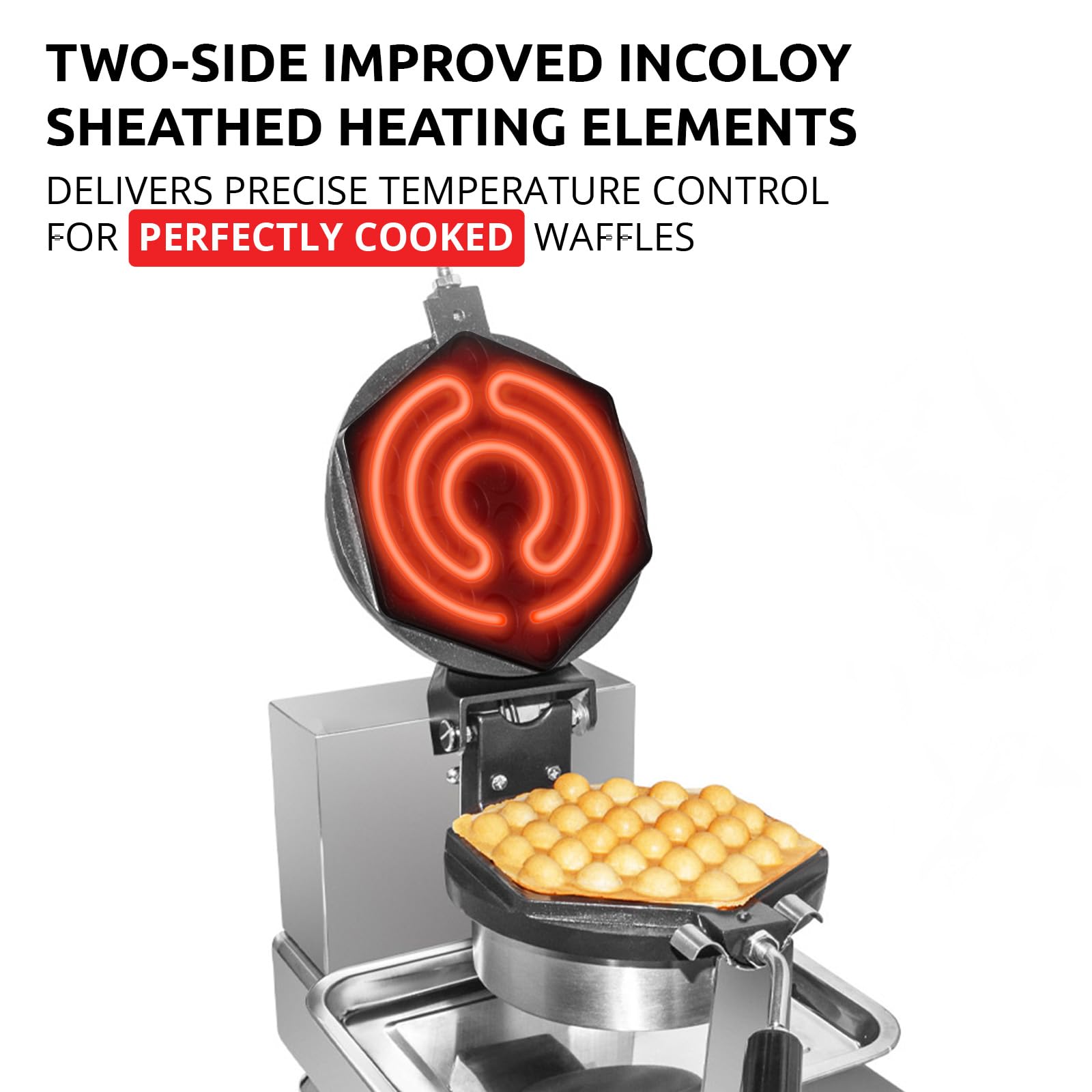 Commercial Bubble Waffle Maker Machine - Large Hexagon Egg Waffle Maker with Adjustable Thermostat | 110V Electric Hong Kong Style Waffle Iron | Perfect for Cafes, Food Trucks & Home Breakfast