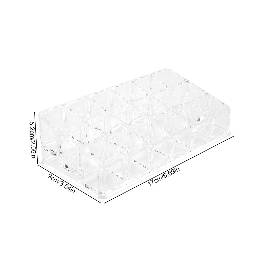 Acouto 18-Slot Portable Lipstick Organizer - Clear Mini Cosmetic Storage Box for Lip Gloss, Jewelry & Perfume | Perfect for Travel, Vanity & Bathroom Organization