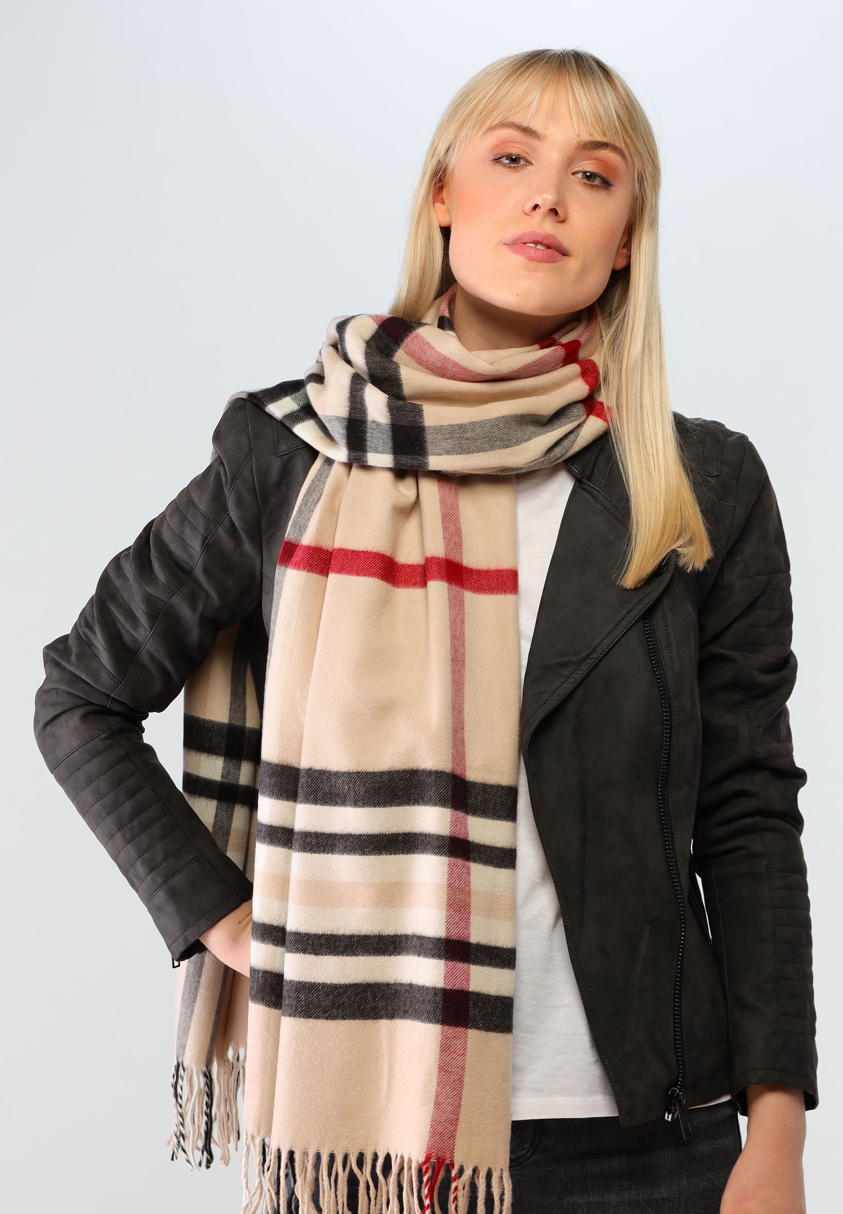 FRAAS Premium Plaid Cashmink Blanket Scarf - Soft Winter Wrap for Women & Men - Cozy for Travel, Office, and Home Use