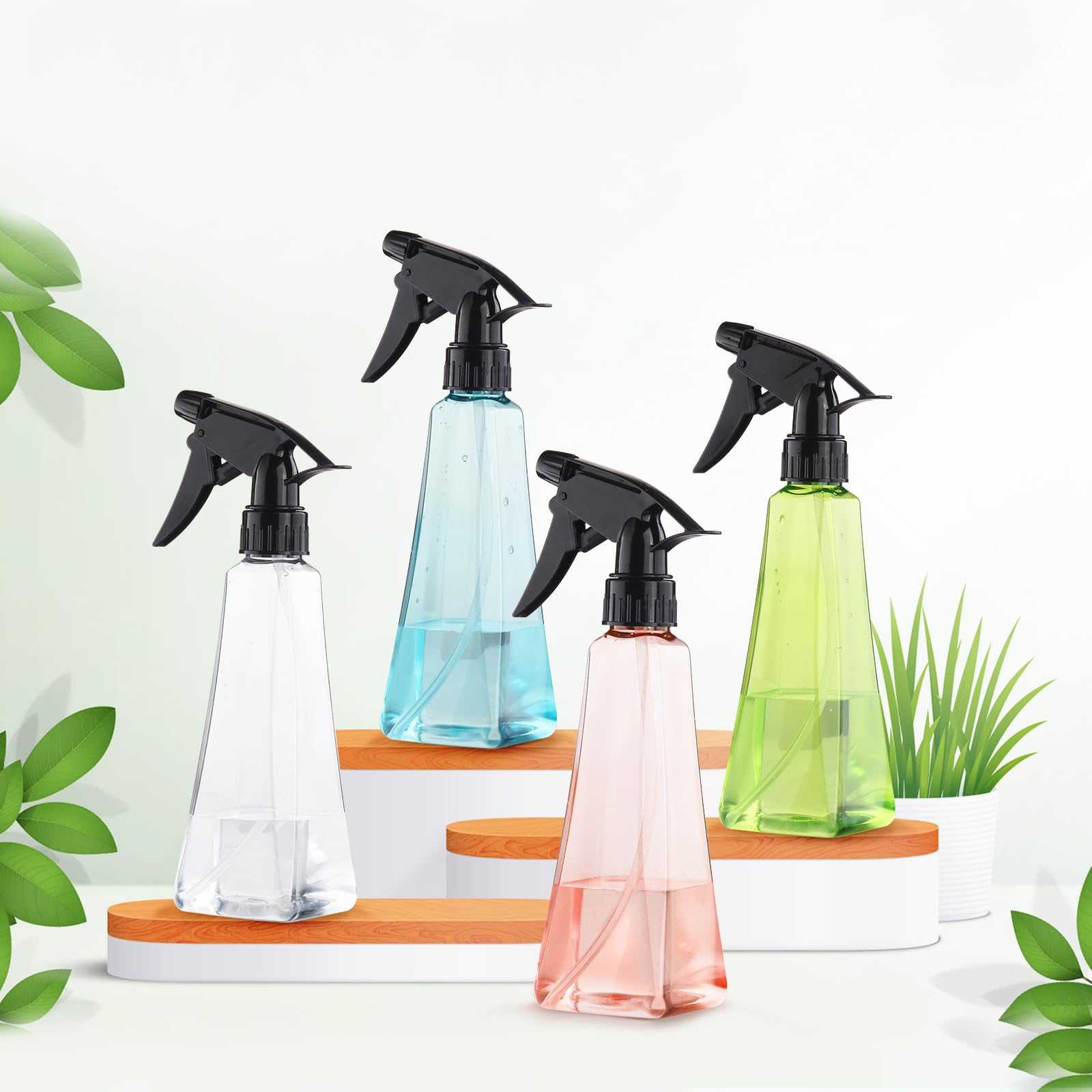 12 Oz Plastic Spray Bottles (2-Pack) - Fine Mist & Stream Settings - BPA-Free Leak Proof Empty Water Sprayer for Hair Care, Plant Misting, Household Cleaning, Cooking, BBQ Grilling & Pet Grooming - Colorful Multipurpose Spray Bottles for Home, Salon & Garden Use