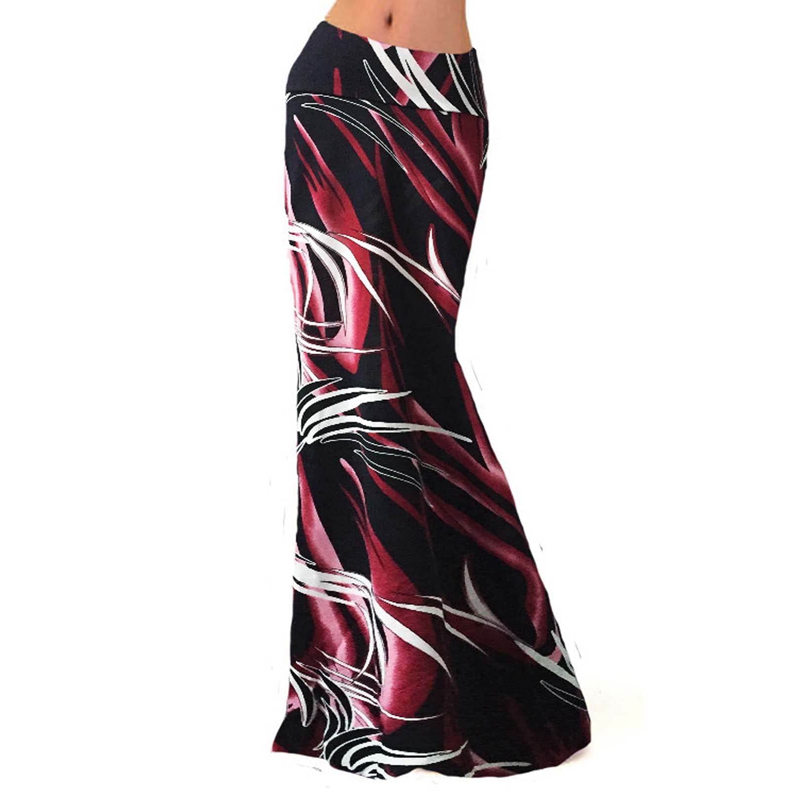 SERYU Women's Printed High Waist Maxi Skirt - Stretchy Wrap Midi Skirt with Hip Hem | Perfect for Casual Outings, Beach Vacations & Summer Fashion