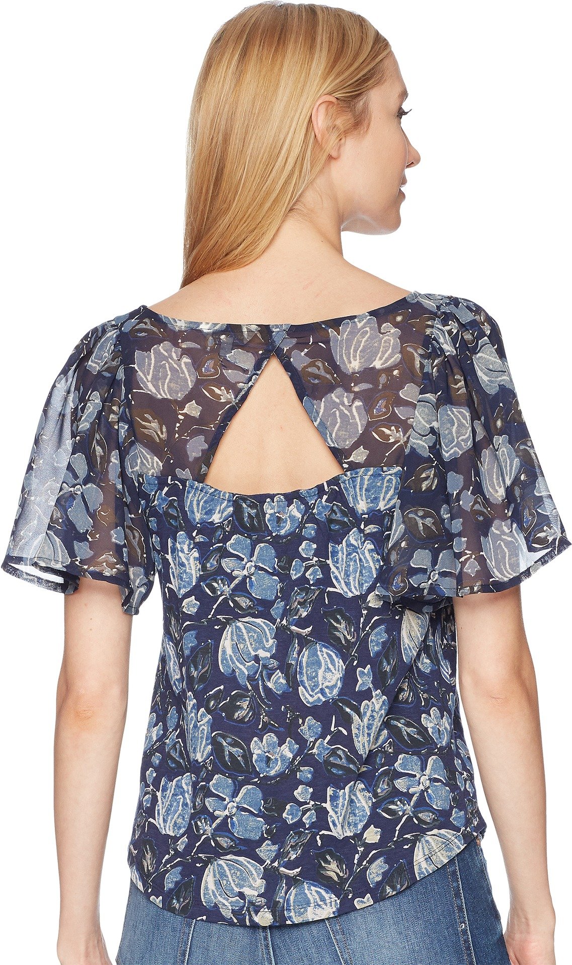 Lucky Brand Women's Printed Tie Back Top - Stylish & Comfortable Summer Blouse for Casual Outings, Dates, and Beach Vacations