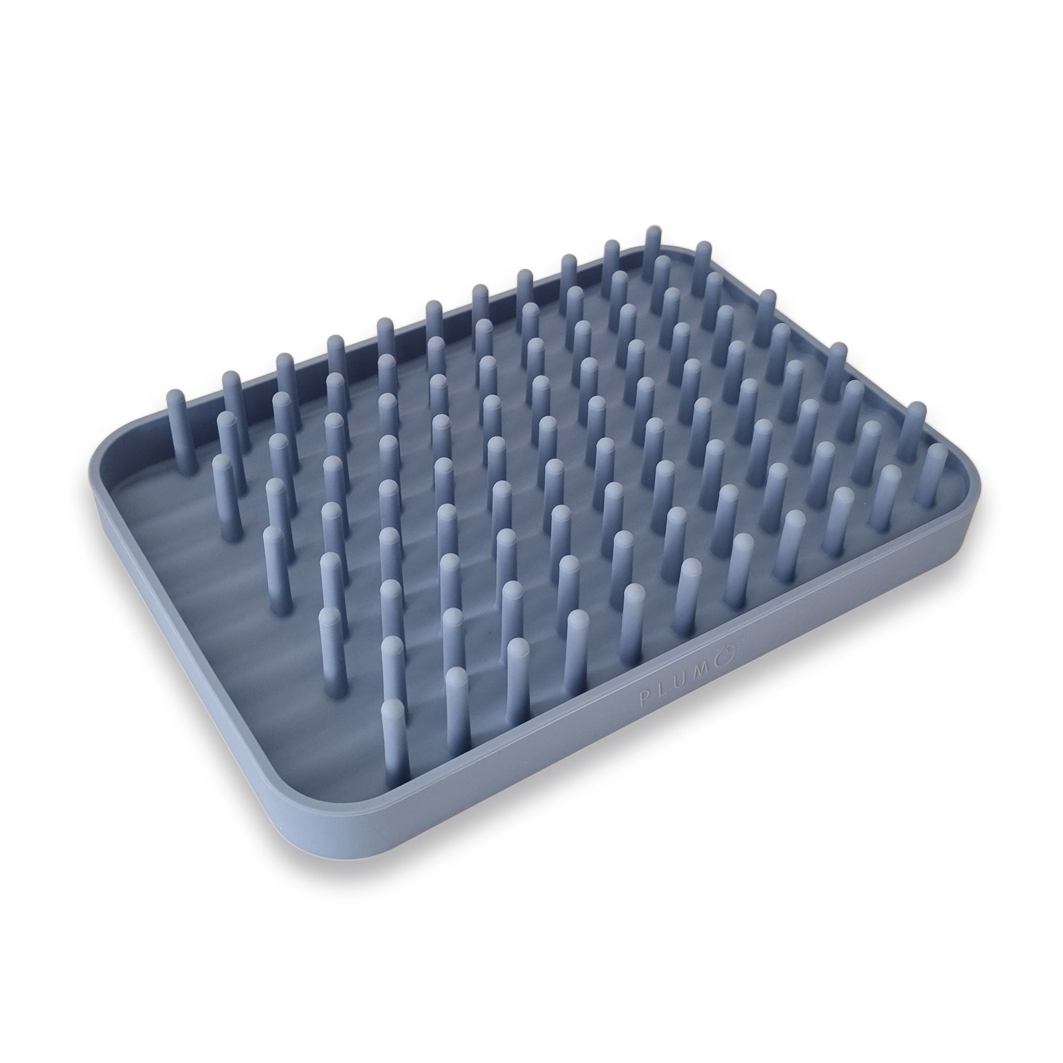 PLUM Silicone Drying Rack - Foldable Dish Drying Rack for Kitchen Counter, Space Saving Steel Blue Dish Drainer - Perfect for Small Kitchens, Apartments & RVs