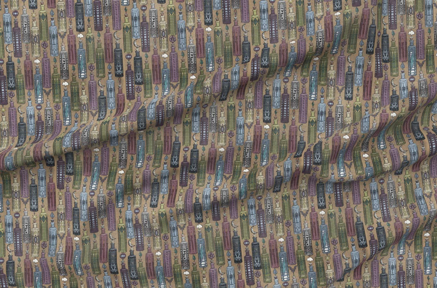 Witch Pagan Potion Vintage Printed Minky Fabric by The Yard - Soft Plush Material for Sewing Baby Blankets, Quilt Backing & DIY Crafts - Perfect for Halloween Decor, Costume Making & Home Decor Projects