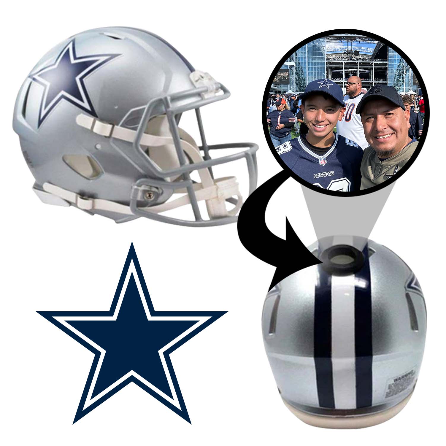 Official Dallas Cowboys NFL Mini Helmet with Display Stand - Collectible Football Memorabilia for Fans, Home & Office Decor, Sports Gift for Men