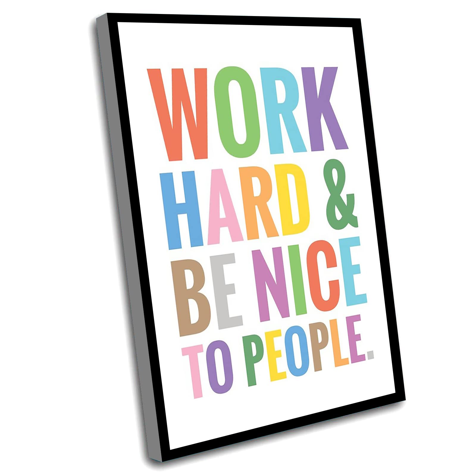 Kids Nursery Wall Art - Work Hard & Be Nice Sign - 12x16 Inch Framed Print for Baby Room & Classroom Decor