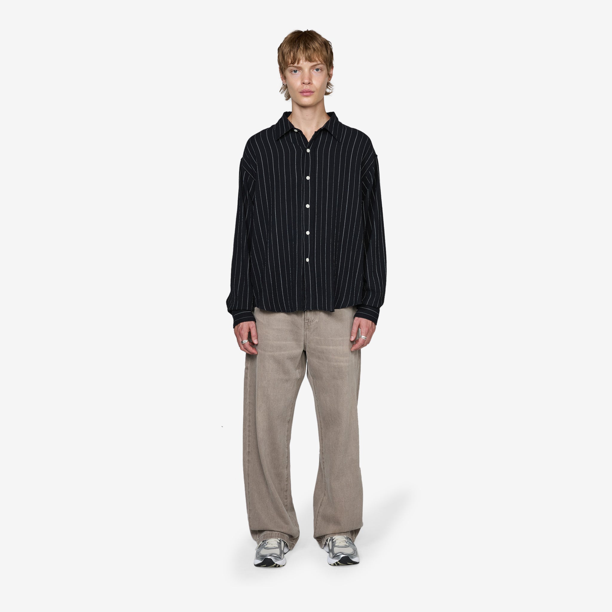 Vacation Shirt for Men - Black Textured Stripe Casual Button Down Shirt | Perfect for Beach Holidays, Summer Travel & Relaxing Getaways