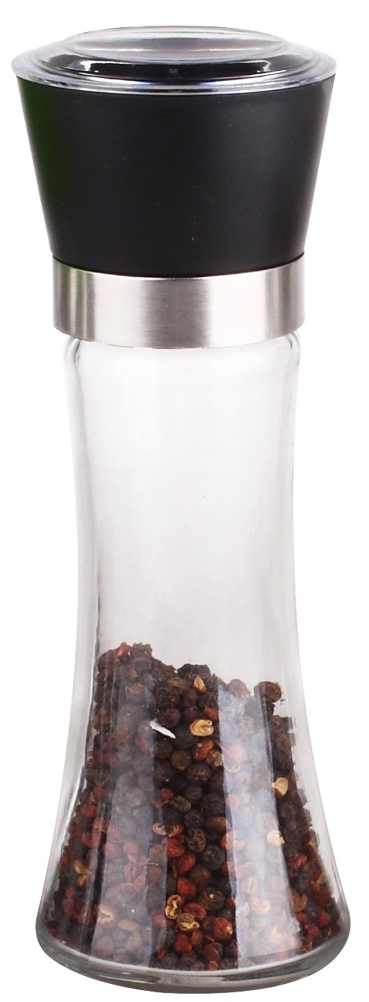 Premium Black Glass Spice Mill for Kitchen - Adjustable Grinder for Pepper, Salt & Herbs | Perfect for Cooking, Baking & Gourmet Meal Prep