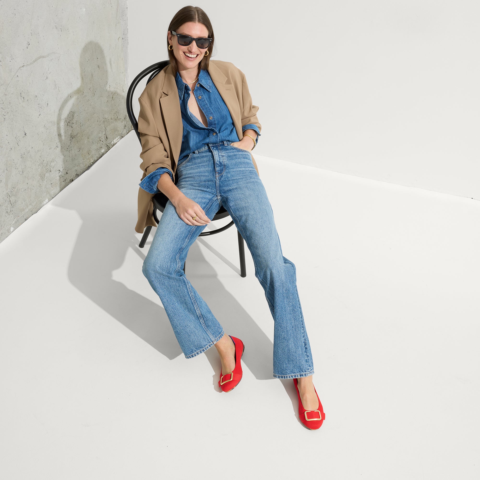 Emblem Ballet Flats for Women - Comfortable Cardinal Red Slip-On Shoes | Perfect for Work, Casual Outfits & Travel