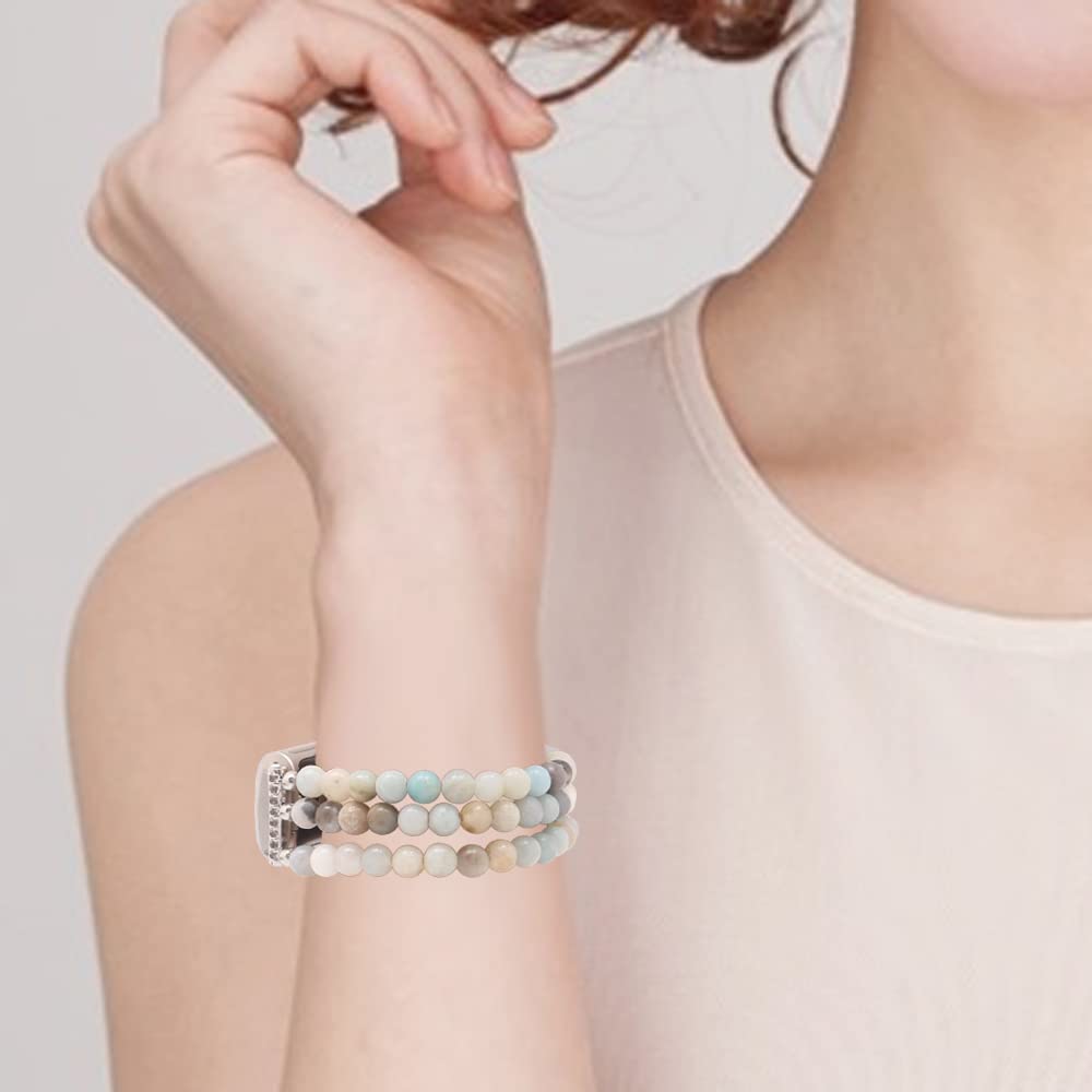 Fitbit Charge 6/5 Bands - Gemstone Beaded Bracelet for Women | Workout & Daily Wear