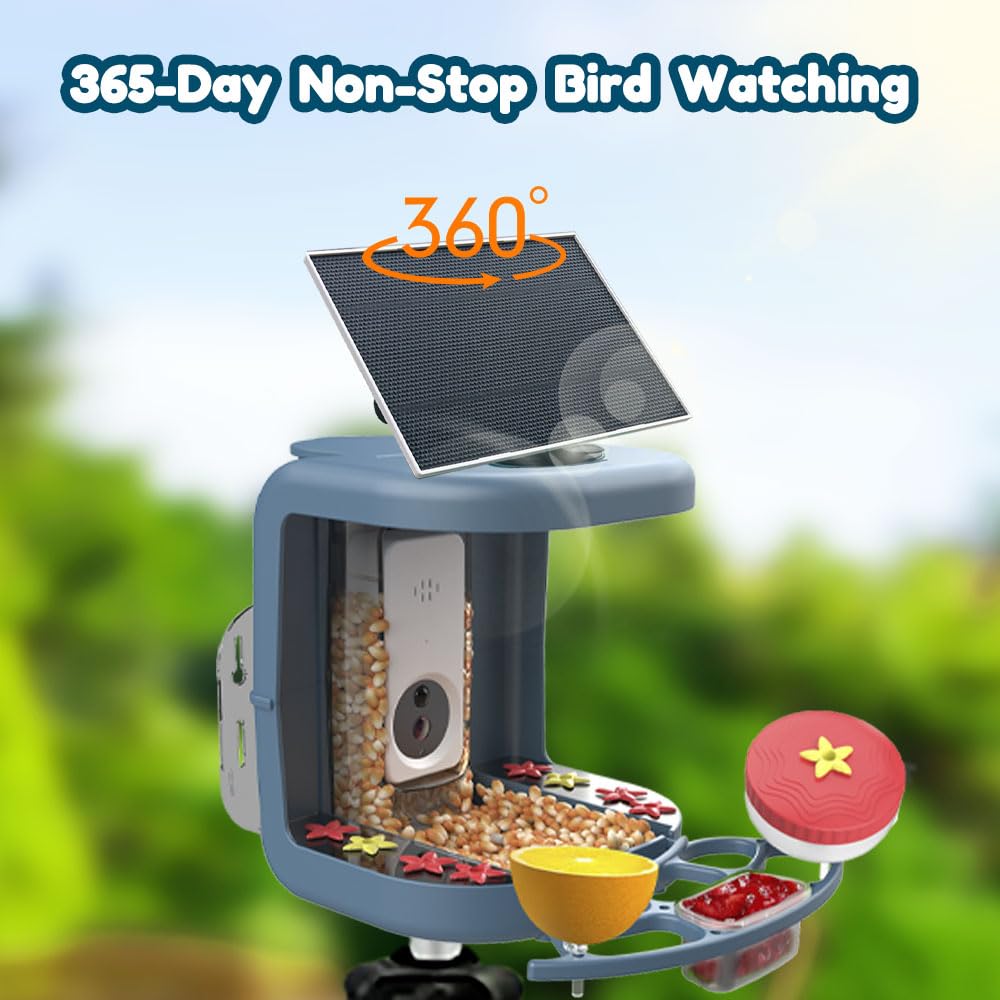 Smart Solar Powered Bird Feeder with 2K Camera - AI Bird Species Identification, Instant Alerts & DIY Add-ons - 2-in-1 Hummingbird Feeder Camera - Perfect Gift for Bird Watchers - Ideal for Backyard Birdwatching & Nature Observation