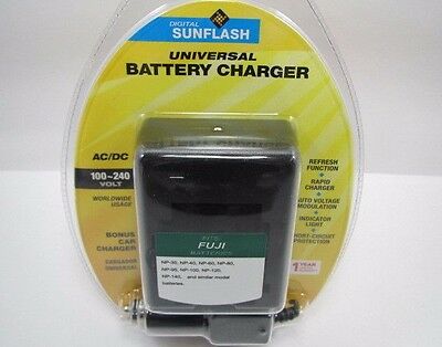 Universal Digital Sunflash Battery Charger for Fuji Cameras - Fast & Safe Charging for Travel, Photography, and Professional Use