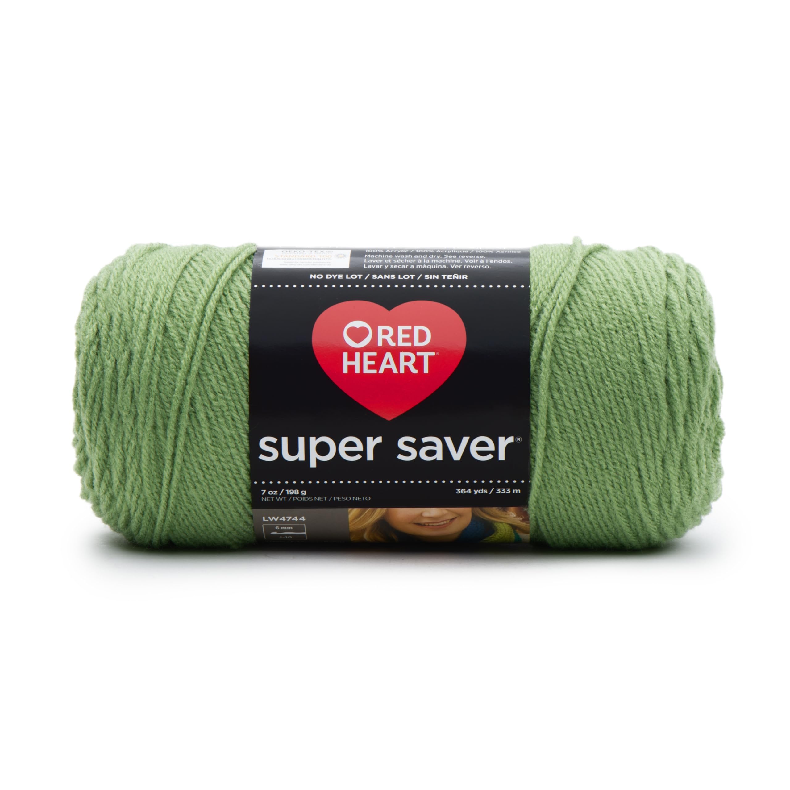 RED HEART E300.0624 Super Saver Yarn - 100% Acrylic Knitting & Crochet Yarn, Tea Leaf Color, 7oz/198g - Perfect for Scarves, Blankets & DIY Crafts