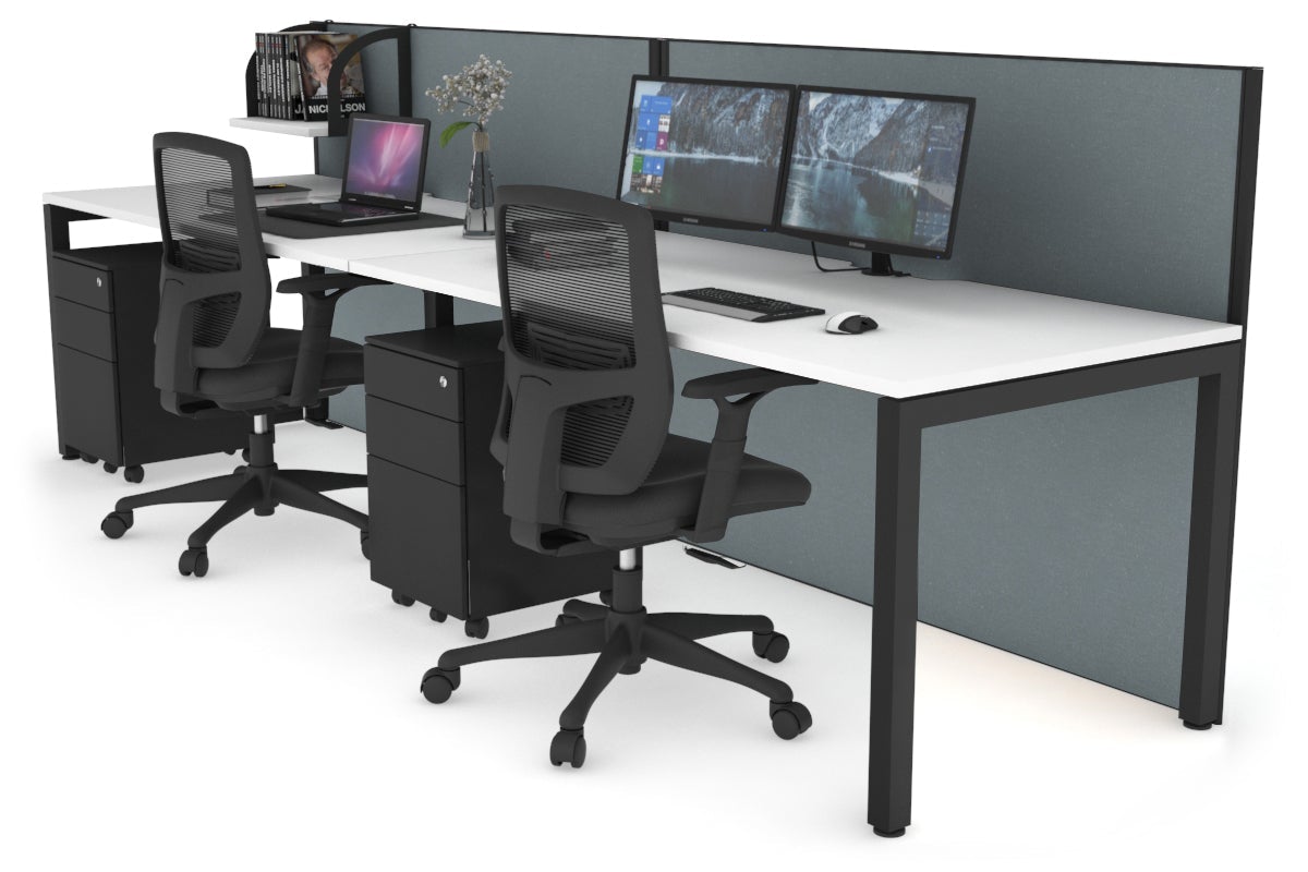 Horizon Quadro 2 Person Office Workstation with Square Legs - 1400L x 800W Dimensions, Cable Management Scallop - Perfect for Shared Workspaces & Collaborative Office Environments