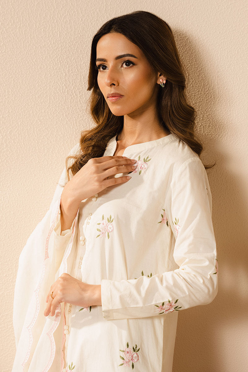 Elegant Ivory Charm 2-Piece Set (Shirt & Dupatta) - Perfect for Weddings, Parties & Festive Occasions