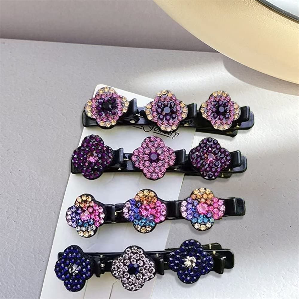 Sparkling Rhinestone Hair Clips for Women - Elegant Flower Hairpins for Styling
