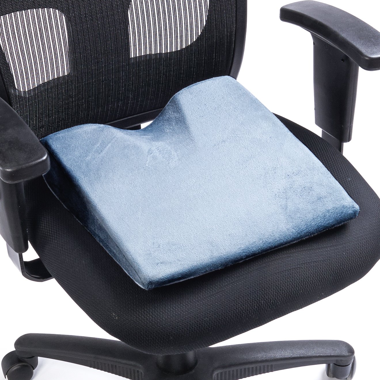 Black Mountain Products Memory Foam Wedge Seat Cushion for Back Pain Relief - Orthopedic Support Pillow for Office Chair, Car, Wheelchair & Home Use