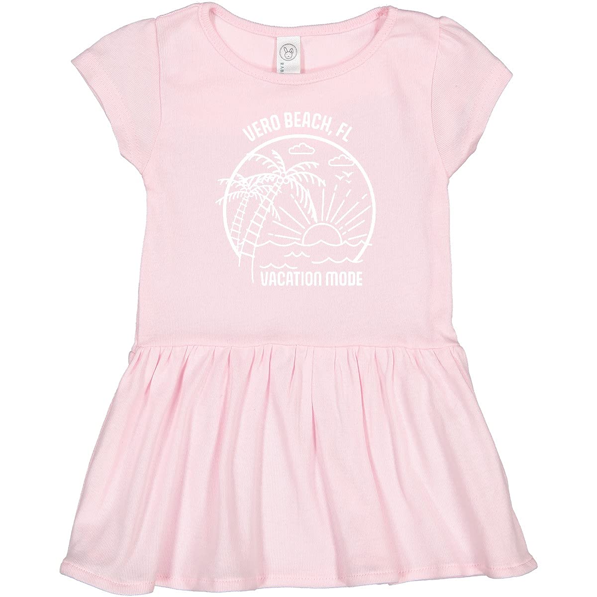 Inktastic Summer Vacation Mode Vero Beach Florida Toddler Dress - Cute Floral Print Girls' Outfit for Beach Trips, Family Vacations & Summer Playdates