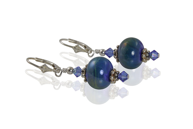 Oasis Blue Green Lampwork Glass Earrings - Handmade Boho Jewelry for Women, Perfect for Parties, Weddings & Everyday Wear