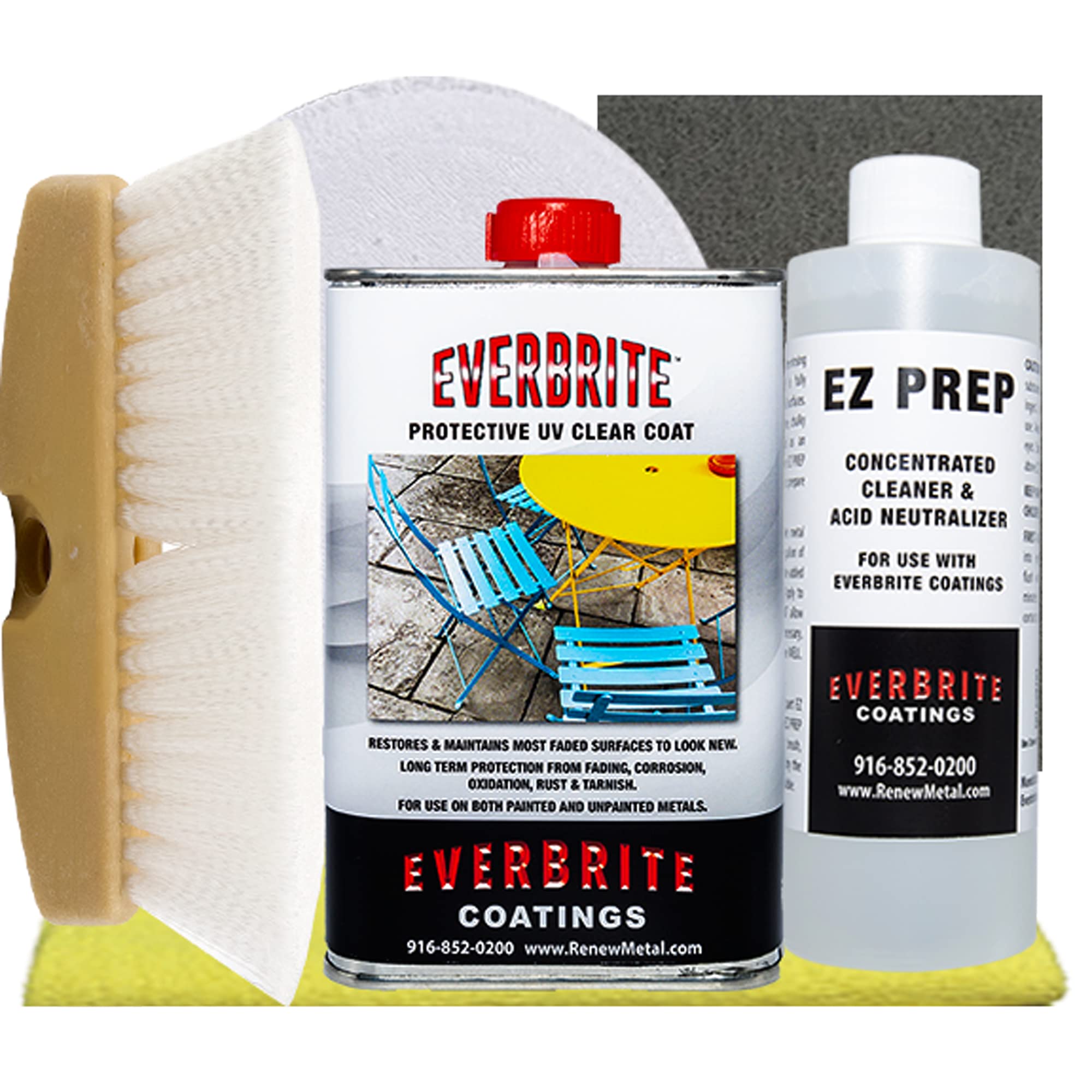 Everbrite 16 oz Protective Coating Kit with Brush – Restore & Protect Metal, Fiberglass, Plastic & More for Cars, Boats, RVs & Outdoor Equipment