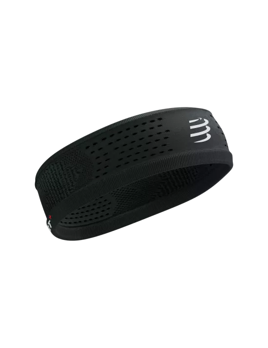 Compressport Unisex Thin Headband On/Off - Sweat-Wicking Sports Headband for Running, Cycling, Yoga & Workouts - Black