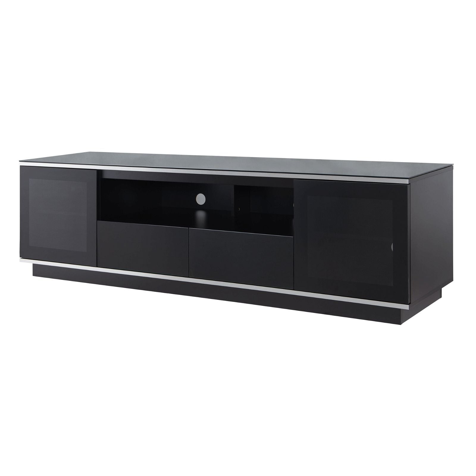 TAURIS™ TITAN 2100 Modern TV Stand with Storage - Black Entertainment Center for Living Room, Bedroom & Home Theater Setup