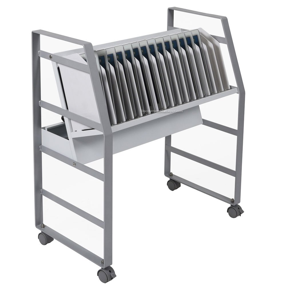 Luxor Rolling 16 Tablet/Chromebook Open Charging Cart with Steel Frame & Cord Management - Perfect for Schools, Libraries & Office Device Storage