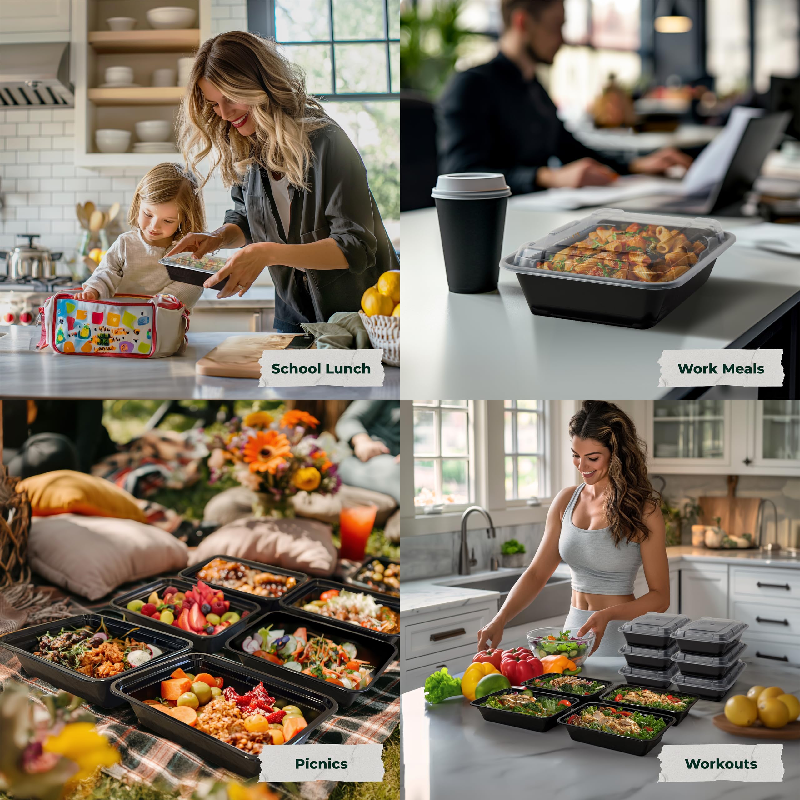 **Enther 12-Pack Meal Prep Containers - 28 oz BPA-Free Single Compartment Food Storage with Lids | Stackable, Reusable Bento Lunch Boxes | Microwave, Dishwasher & Freezer Safe | Perfect for Portion Control, Office Lunches & Healthy Meal Planning**