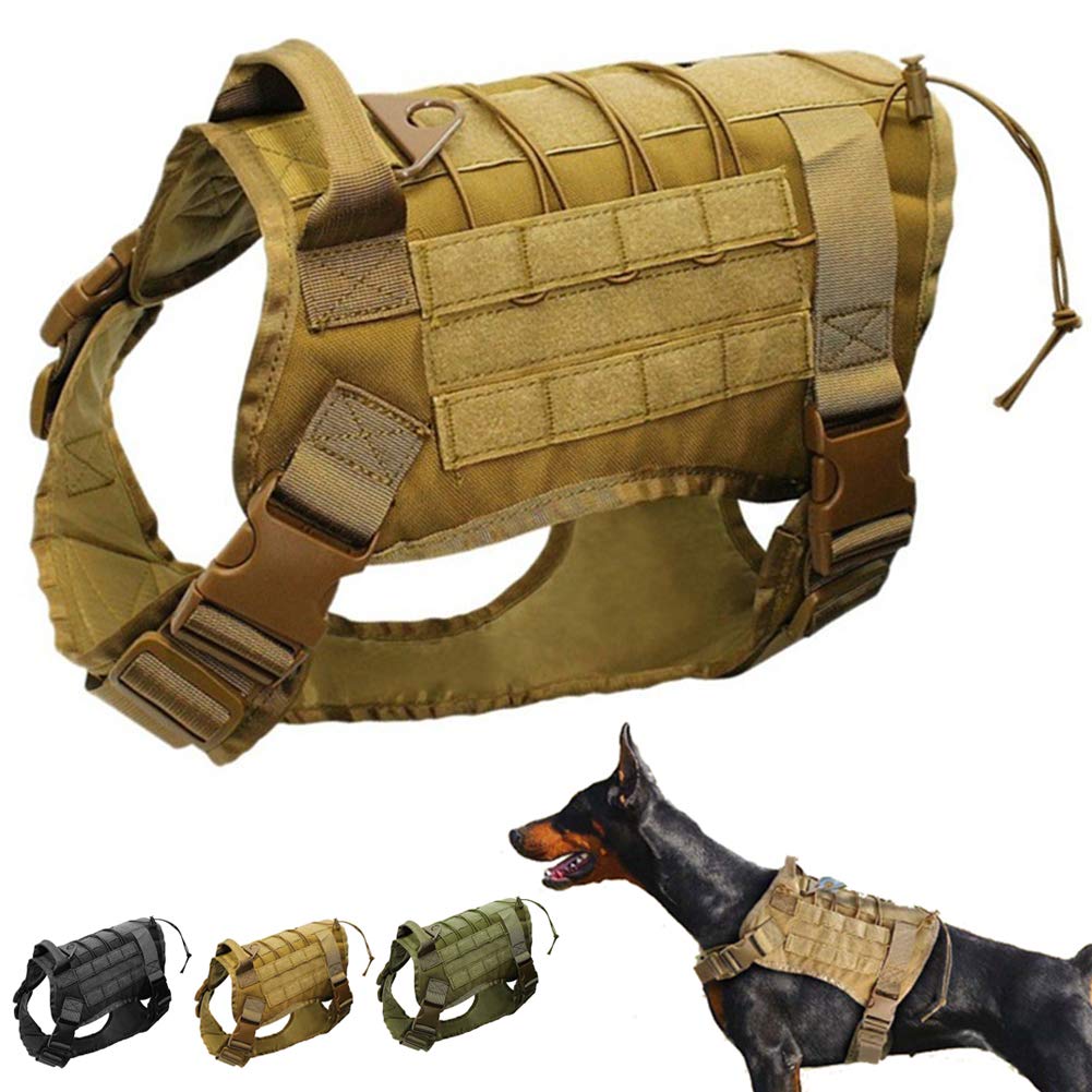 Tactical Dog Harness Vest - No Pull Pet Harness with Handle & MOLLE System, Adjustable Military Vest for Service Training, Hunting & Hiking - Perfect for Medium & Large Dogs - Ideal for Outdoor Adventures, Police K9 Training & Search & Rescue Missions