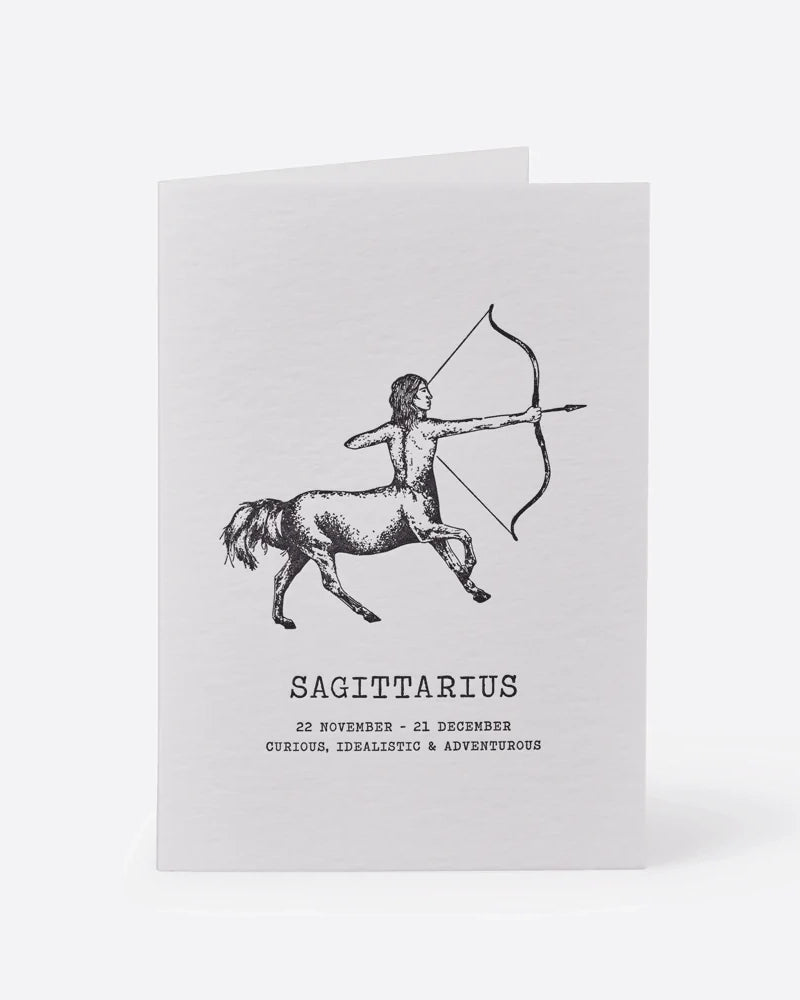 Zodiaque Moon Sagittarius Greeting Card - Handmade Letterpress Zodiac Constellation Note for Birthday, Christmas & Astrology Lovers - Perfect for Gifts, Stationery & Celestial Decor
