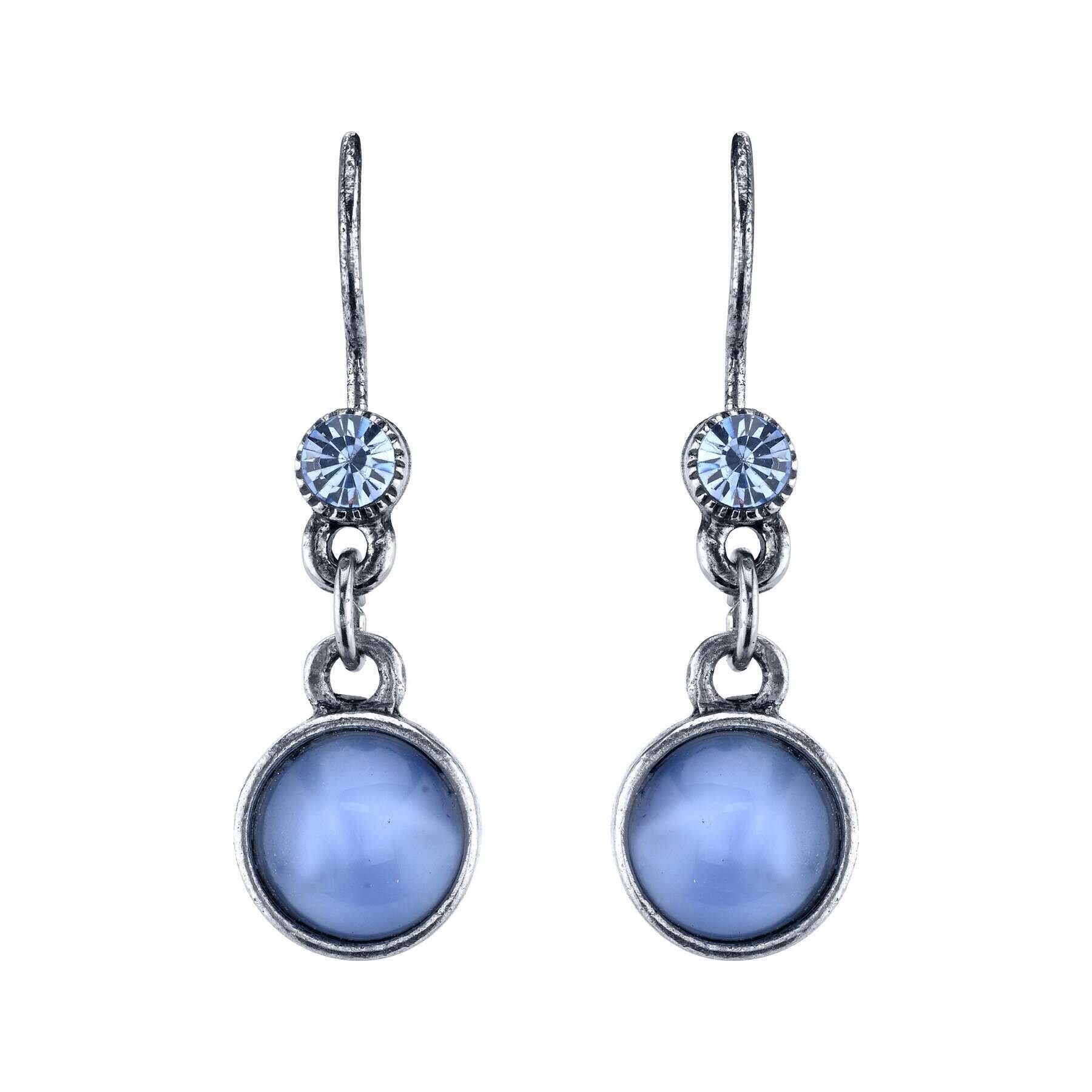 1928 Jewelry Light Sapphire Blue Crystal & Blue Moonstone Drop Earrings for Women - Elegant Dangle Earrings for Party, Wedding & Evening Wear