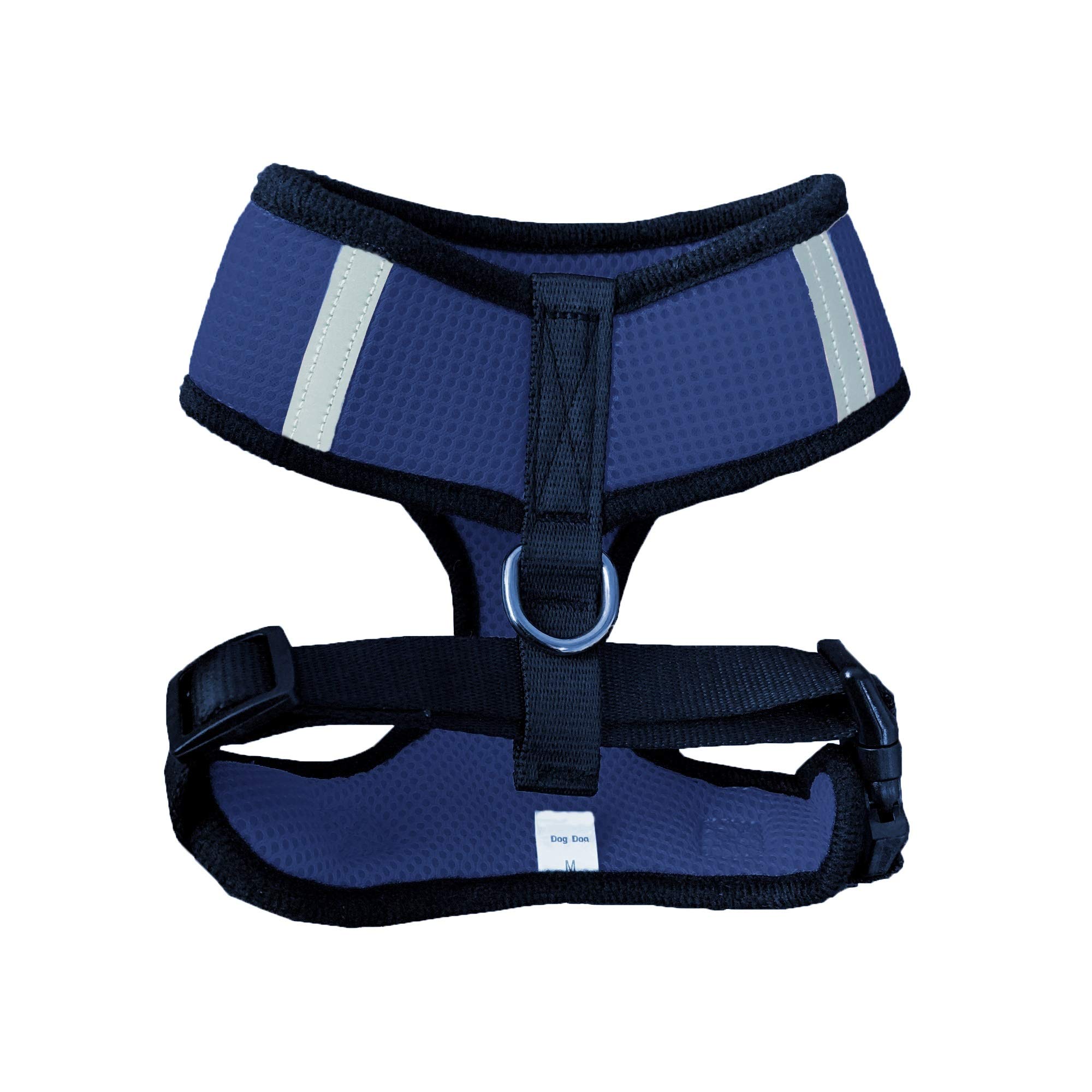 No Pull No Choke Reflective Dog Harness - Adjustable Breathable Front Clip Pet Vest for Small Medium Large X-Large Dogs (Navy Blue) - Perfect for Walking Running Hiking & Nighttime Safety