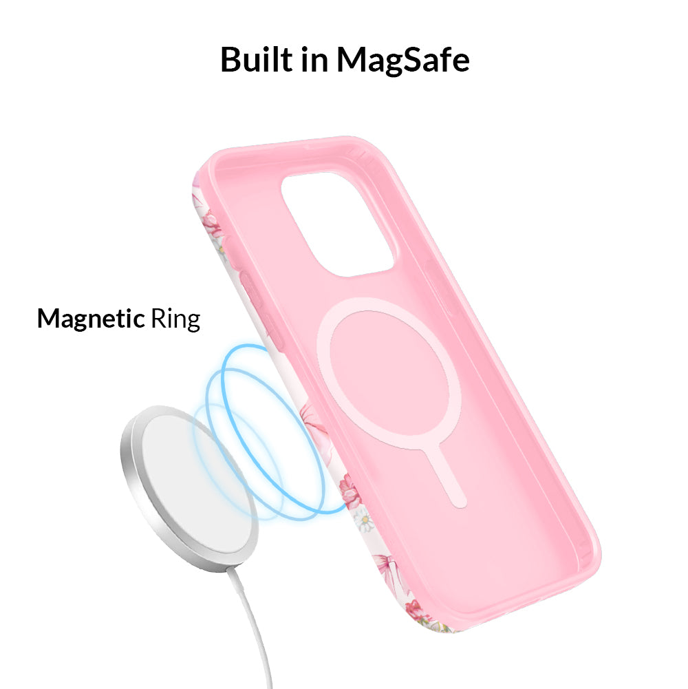 Cute Posie Pink Bow iPhone Case - Elegant Floral Design for iPhone 14/13/12/11 Pro Max XR XS - Perfect Gift for Women Girls (Office, School, Travel)