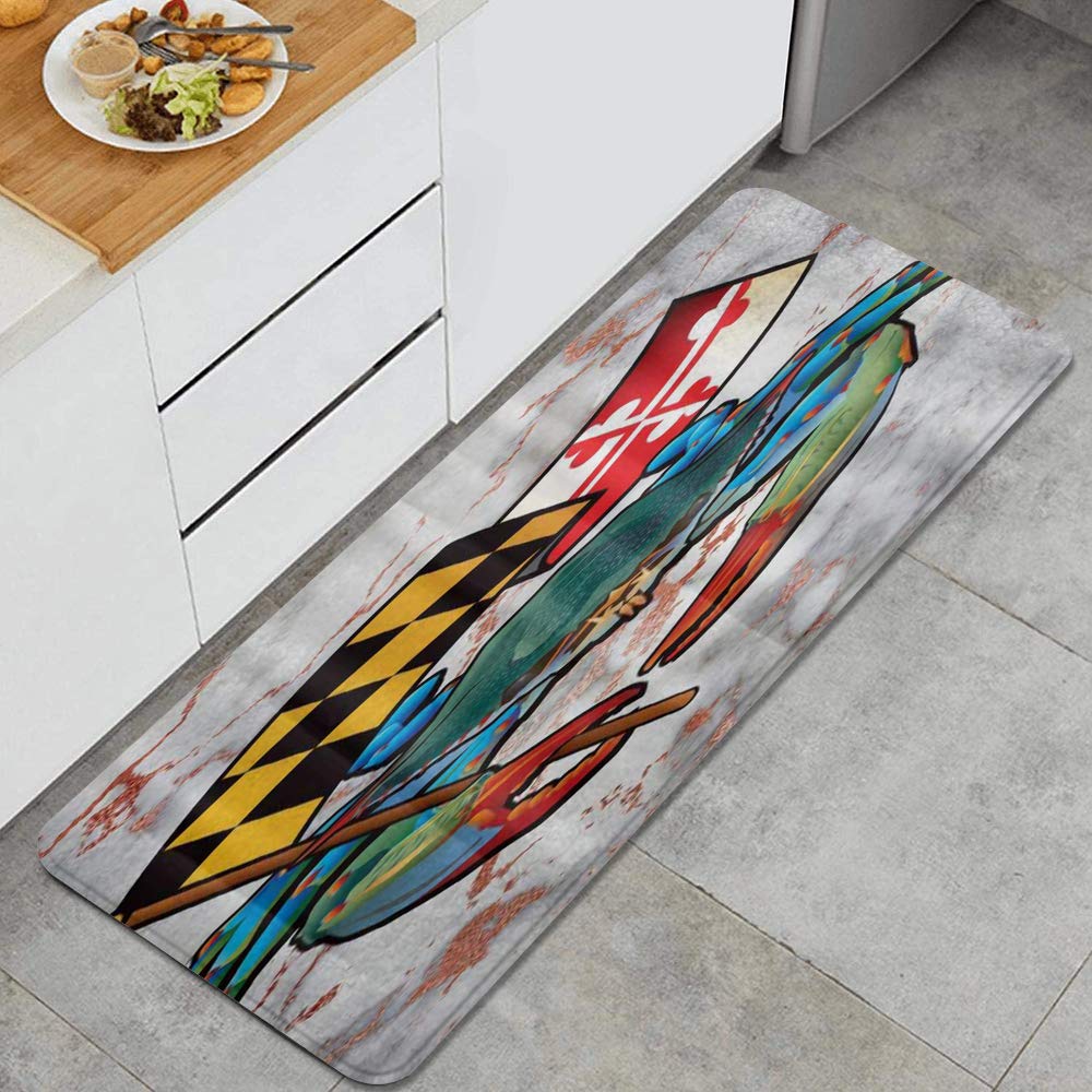 LONSANT Anti-Fatigue Kitchen Mat - Cushioned Blue Crab Maryland Design Rug for Standing Comfort | Non-Slip Floor Mat for Kitchen, Office, Laundry & Sink Areas | Perfect Home Decor & Comfort Solution for Cooking, Dishwashing & Long Work Hours