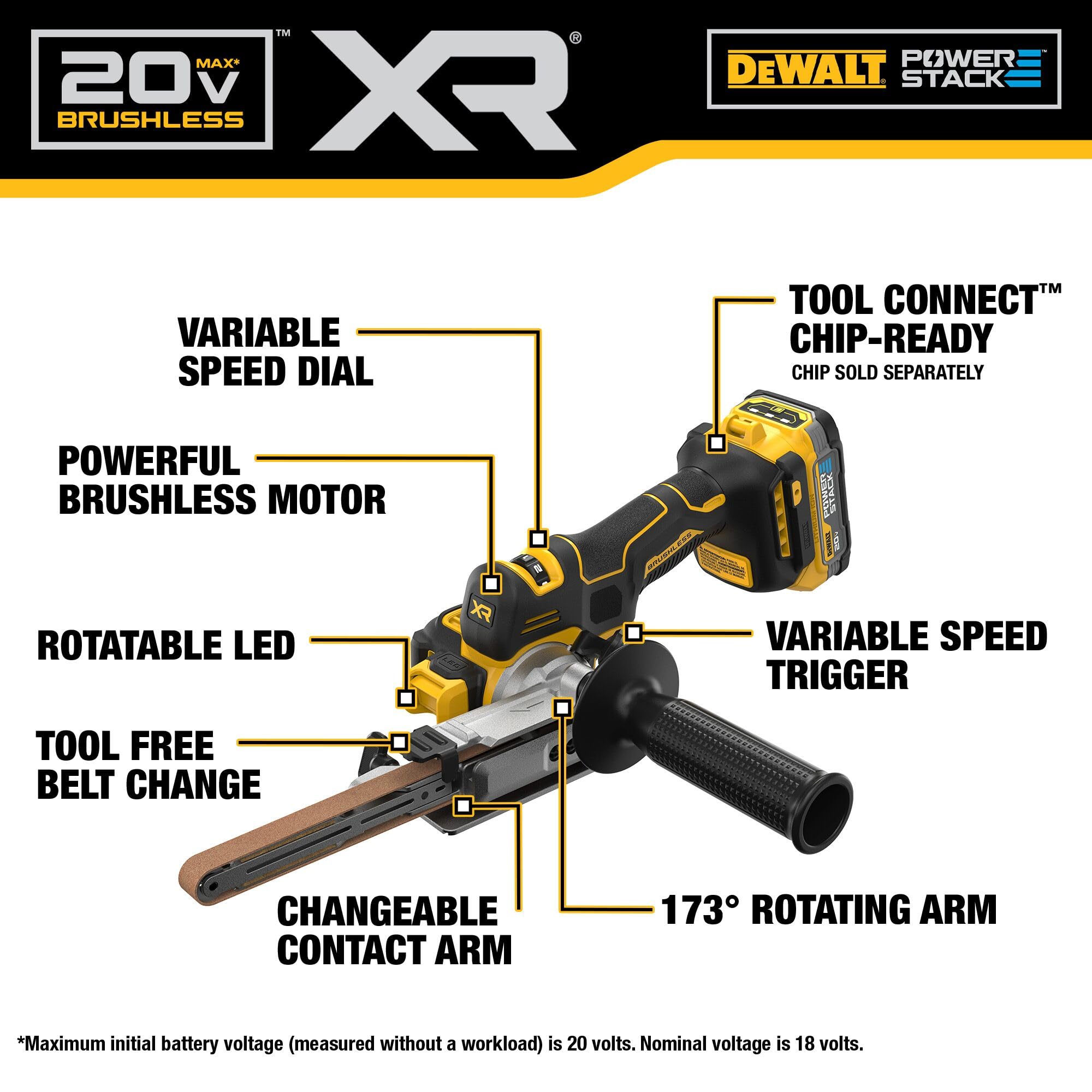 DEWALT 20V MAX XTREME Cordless Bandfile Belt Sander Kit with Battery & Charger (DCM200E1) - Professional Woodworking & Metal Sanding Power Tool for DIY Projects & Home Renovations