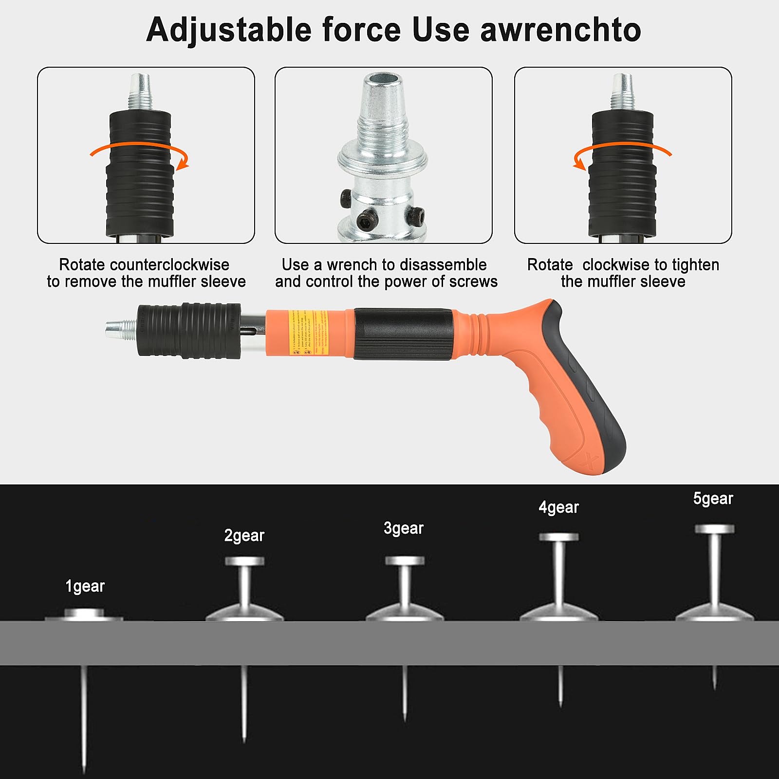 5-Speed Adjustable Manual Steel Concrete Nail Gun Kit - Heavy Duty Air Nailer for Wall Fastening, Ceiling Wire Hider Installation & Construction Projects | Perfect for DIY Home Improvement and Professional Contractors