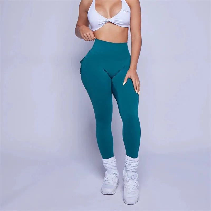 Pchee Bum Leggings 2023 - High Waist Yoga Pants with Pockets for Women - Workout Gym & Running Tights - Butt Lifting Peach Hips Design - Perfect for Yoga, Fitness & Casual Wear