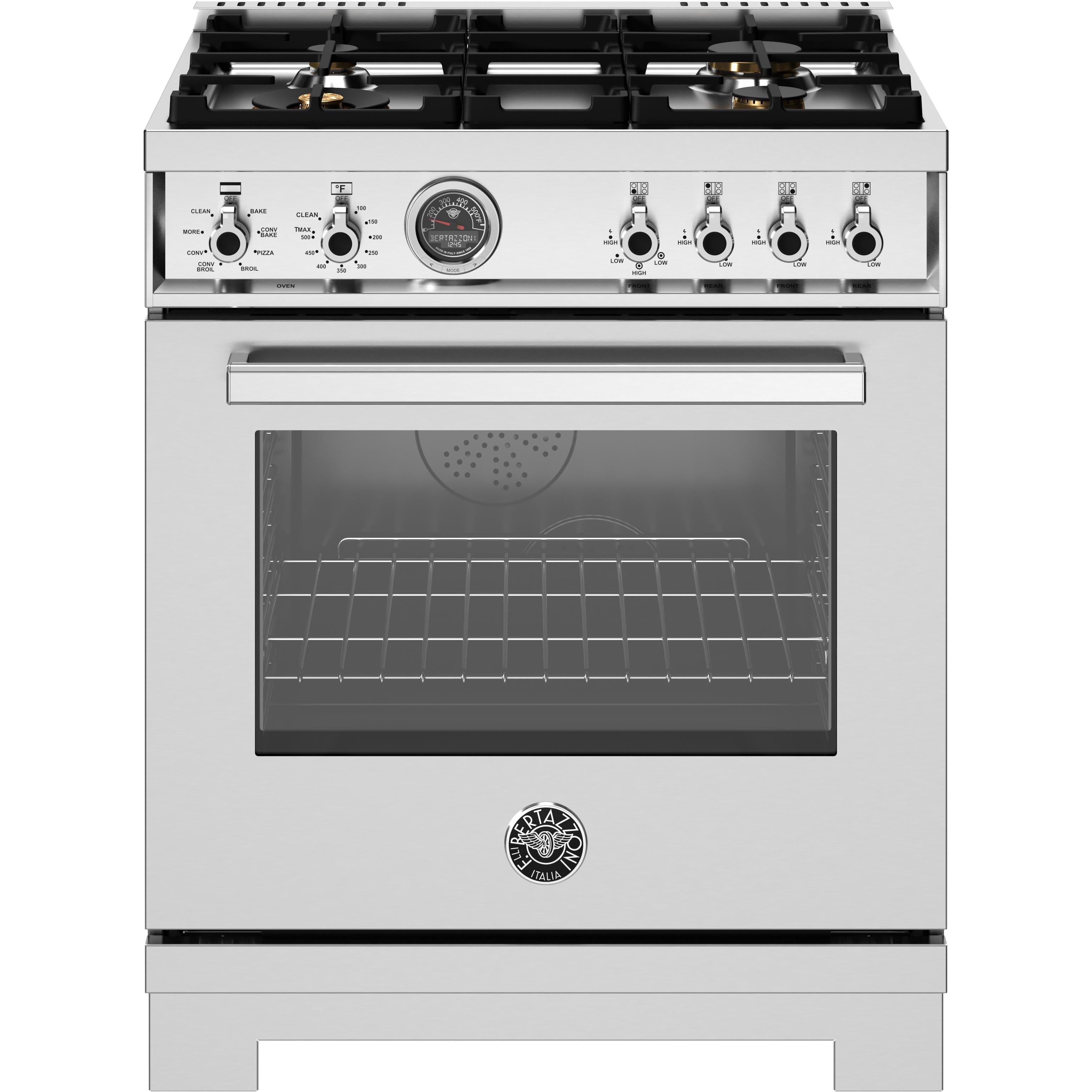 Bertazzoni PRO304BFEPXT 30-Inch Freestanding Dual Fuel Range - Professional Gas & Electric Oven for Home Chefs & Gourmet Cooking