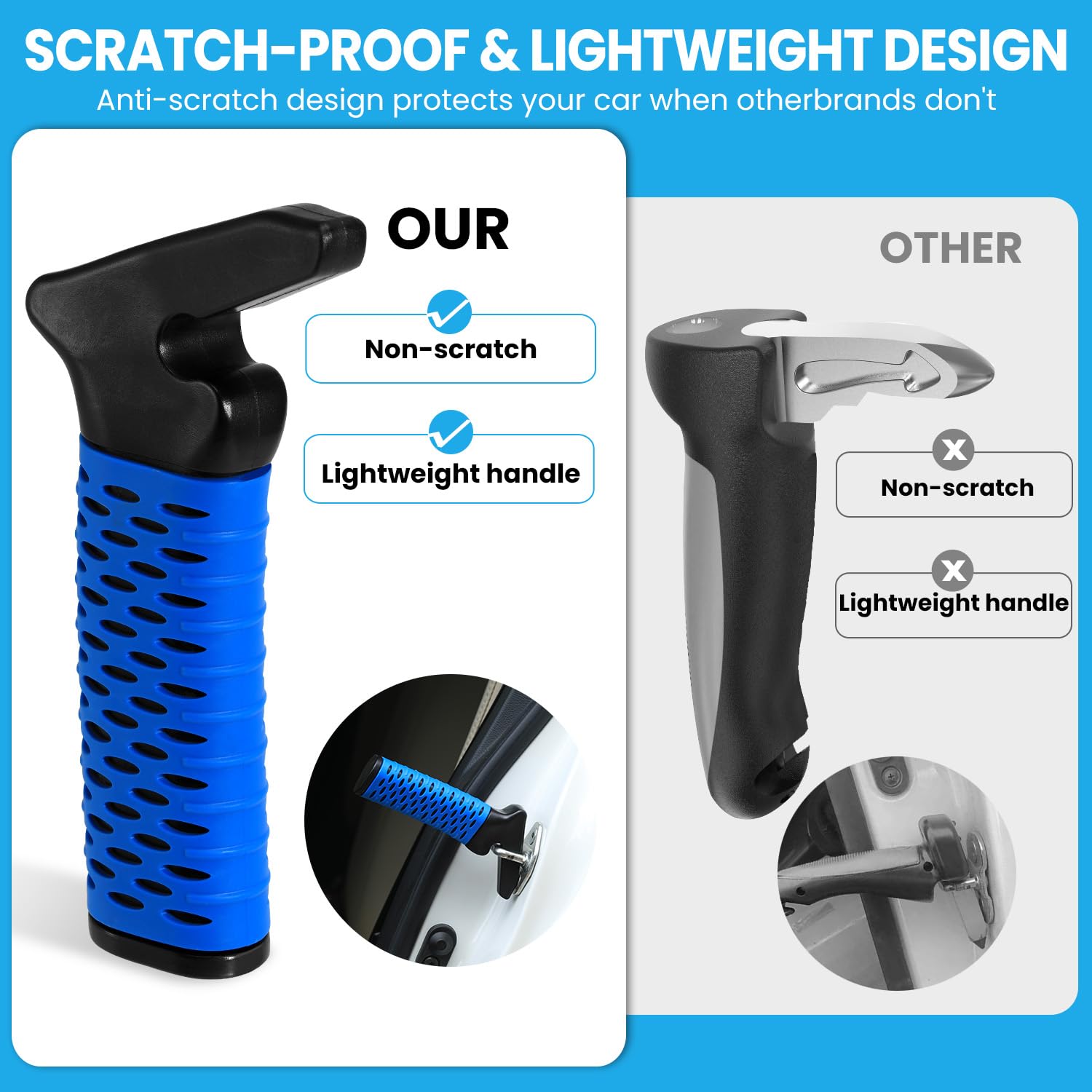 Elderly Car Door Handle Assist - Portable Mobility Aid for Seniors & Handicapped - Auto Grab Support Cane for Easy Car Exit (Blue) - Ideal for Car Travel & Daily Mobility Assistance