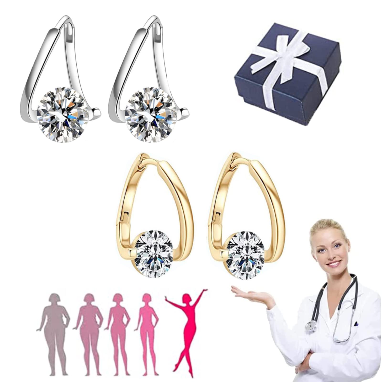 Flysmus Halolux Lymphvity Germanium Earrings - Magnet Therapy Weight Loss Jewelry for Women, Gold & Silver Detox Earrings for Pain Relief & Circulation - Perfect for Daily Wear, Yoga & Wellness Lifestyle