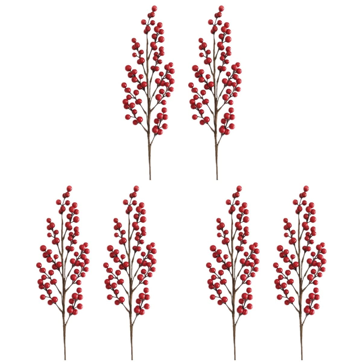 6 Pcs Artificial Red Berries Stems - Christmas Floral Arrangement Decor for Vases, Baskets, Wreaths - DIY Home Holiday Decorations - Perfect for Table Centerpieces, Mantel Displays & Festive Party Decor