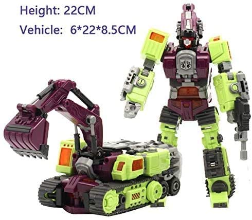 NBK Deformation Oversize 6-in-1 Robot Devastator Engineering Combiner Action Figure - Transformable Car Truck Model Toy for Kids & Boys (Green) | STEM Educational Gift, Birthday Present & Collectible for Children
