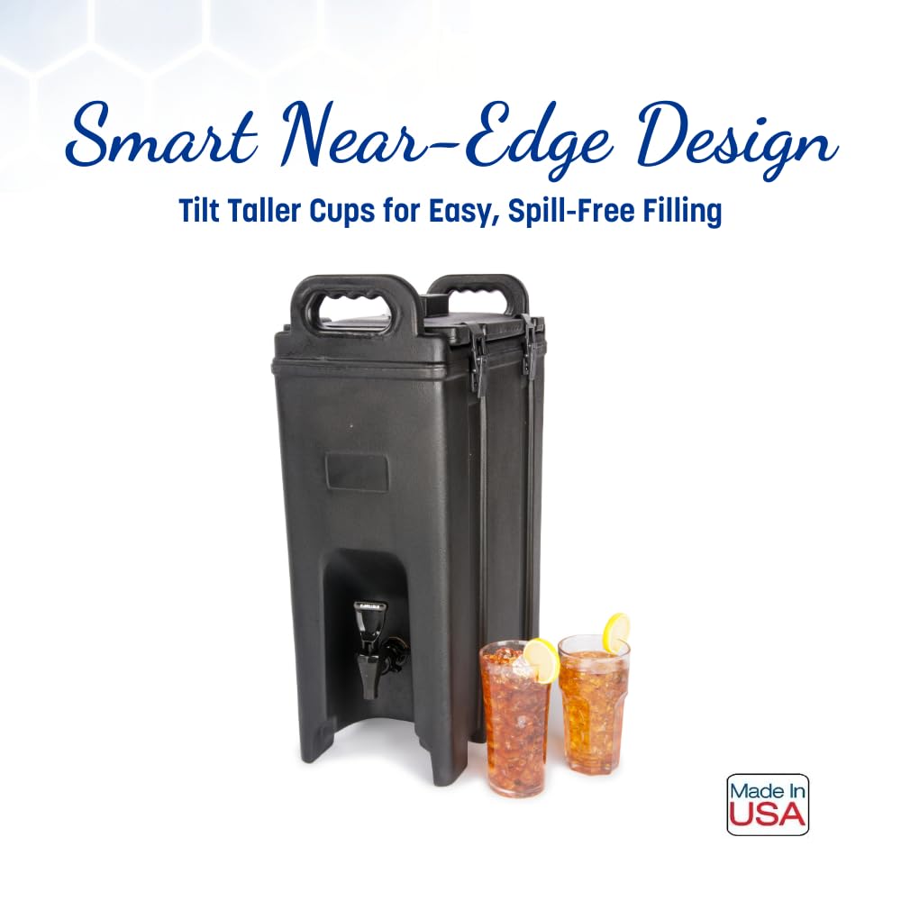 Carlisle 5 Gallon Black Insulated Beverage Dispenser with Handles - Plastic Drink Container for Catering, Events, Restaurants & Kitchens - Perfect for Iced Tea, Lemonade, Punch & Party Drinks