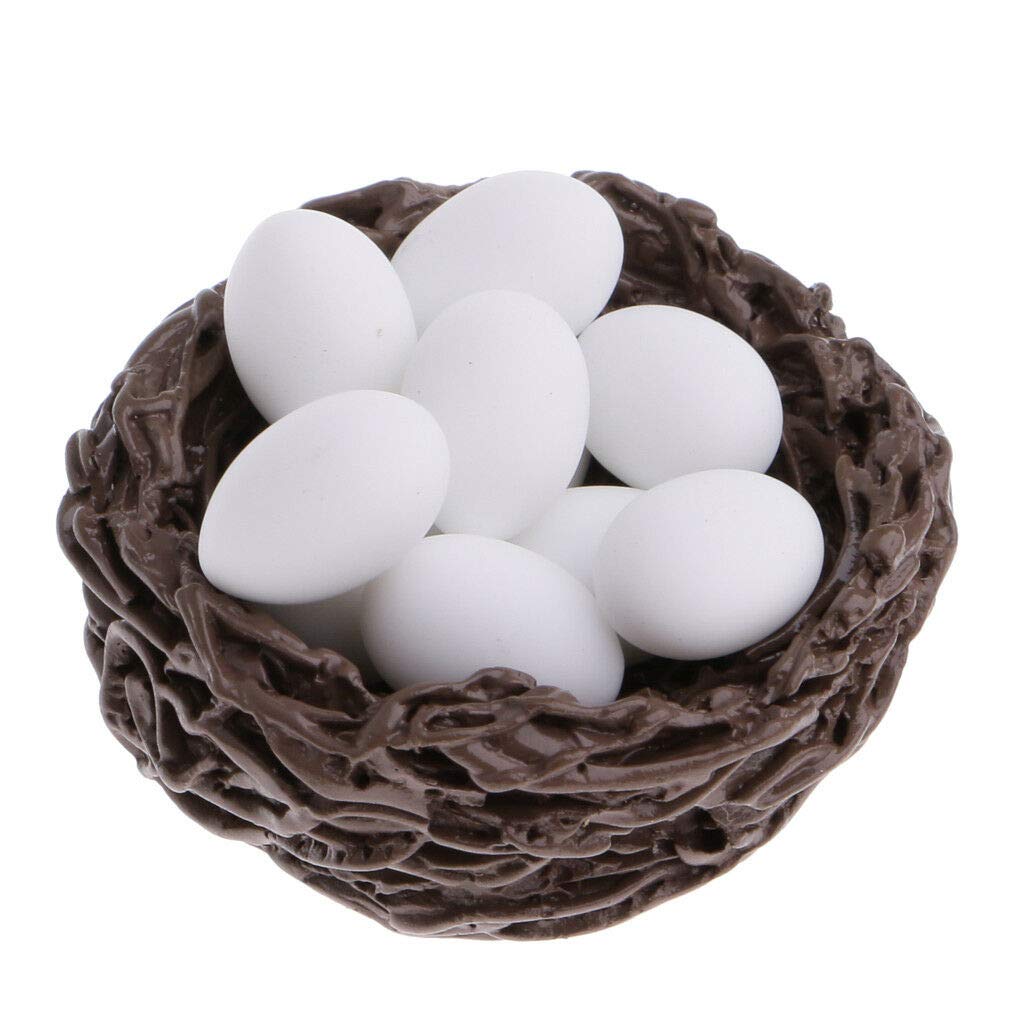 1/12 Scale Miniature Duck's Nest with 10 Small Eggs - Realistic Dollhouse Miniatures for DIY Crafts, Fairy Gardens & Home Decor Displays