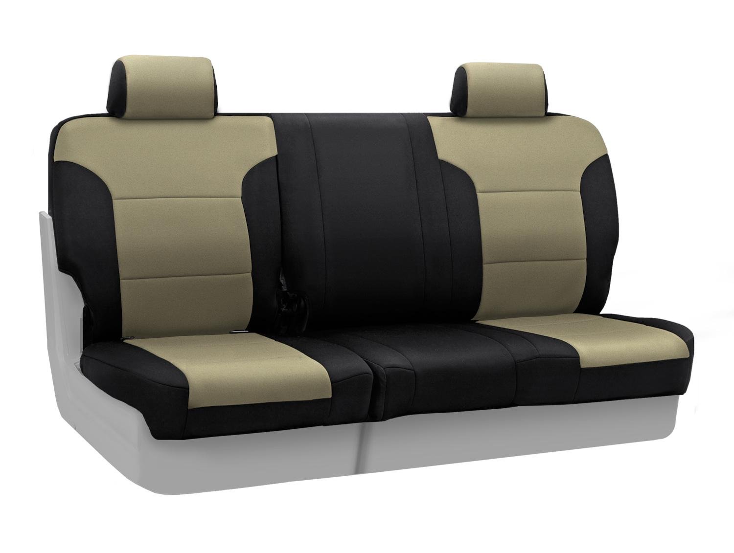 Coverking Custom Fit Neoprene Rear 60/40 Bench Seat Cover for Toyota Matrix - Tan with Black Sides | Waterproof & Durable Car Seat Protector for Pets, Spills & Everyday Use