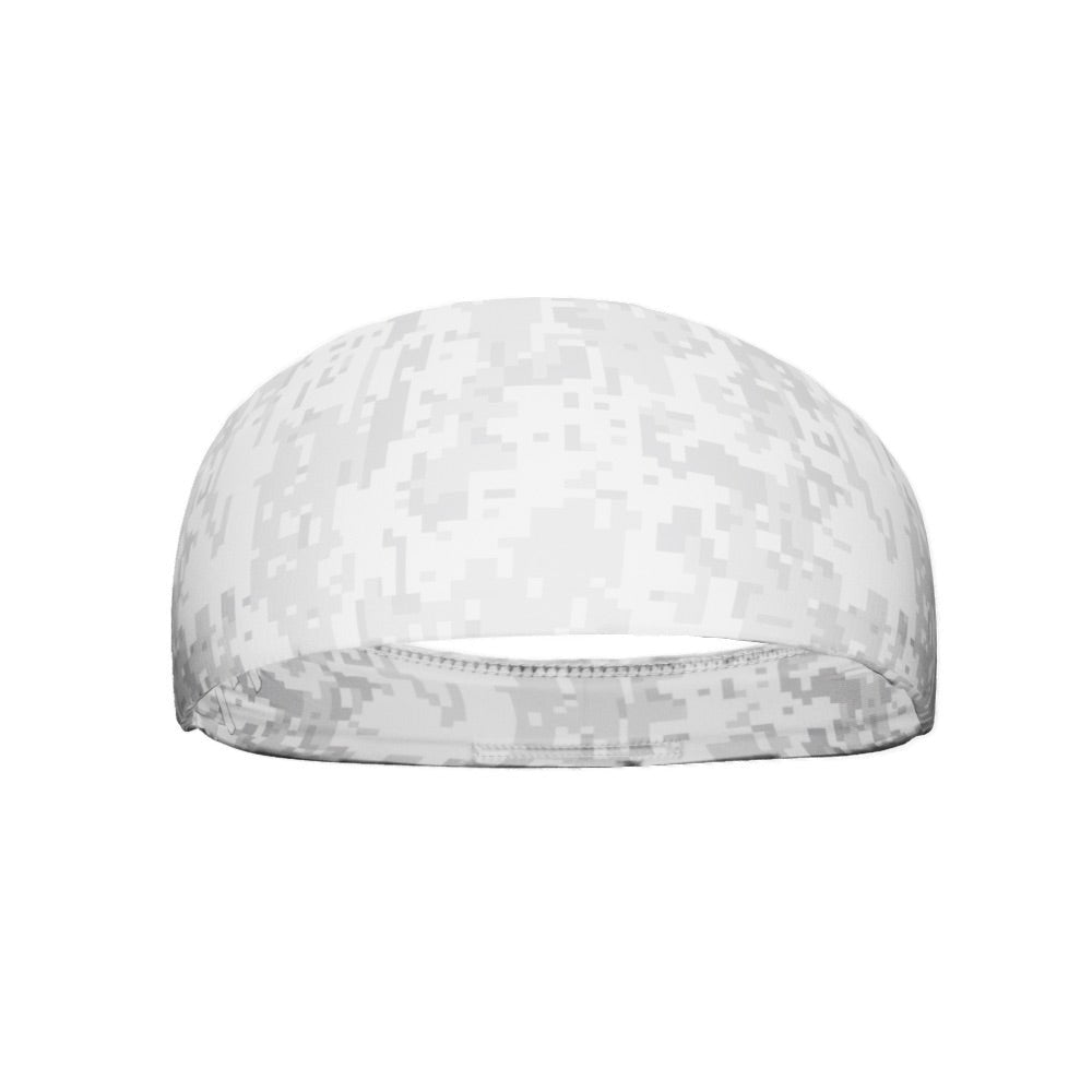 White Digital Camo Headband for Men & Women - Tactical Sports Headband for Running, Workout, Hiking & Outdoor Activities